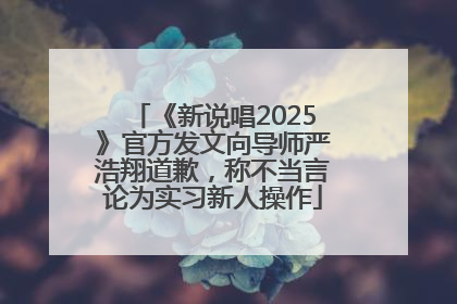 《新说唱2025》官方发文向导师严浩翔道歉，称不当言论为实习新人操作