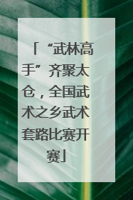 “武林高手”齐聚太仓，全国武术之乡武术套路比赛开赛