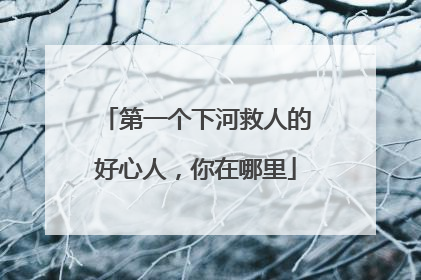 第一个下河救人的好心人，你在哪里