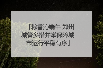 粽香沁端午 郑州城管多措并举保障城市运行平稳有序