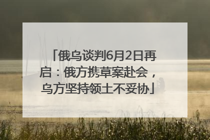 俄乌谈判6月2日再启：俄方携草案赴会，乌方坚持领土不妥协