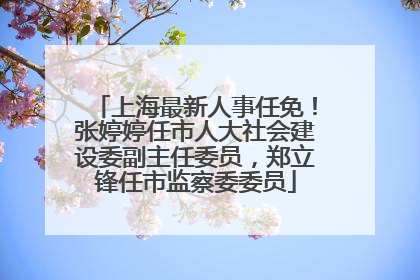 上海最新人事任免！张婷婷任市人大社会建设委副主任委员，郑立锋任市监察委委员