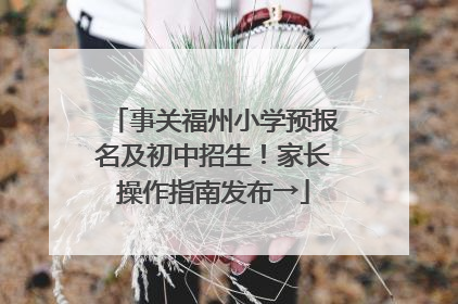 事关福州小学预报名及初中招生！家长操作指南发布→