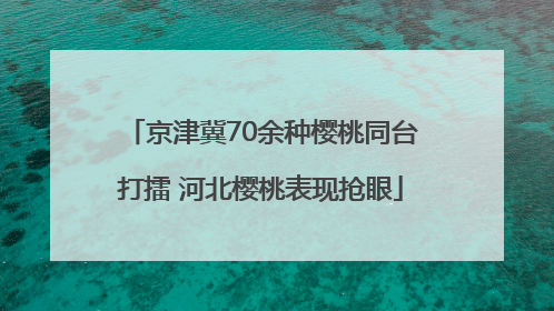 京津冀70余种樱桃同台打擂 河北樱桃表现抢眼