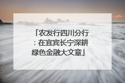 农发行四川分行：在宜宾长宁深耕绿色金融大文章