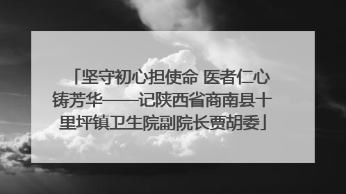 坚守初心担使命 医者仁心铸芳华——记陕西省商南县十里坪镇卫生院副院长贾胡委