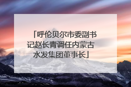 呼伦贝尔市委副书记赵长青调任内蒙古水发集团董事长