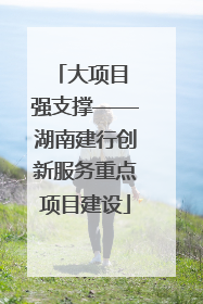大项目 强支撑——湖南建行创新服务重点项目建设