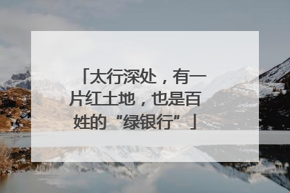 太行深处，有一片红土地，也是百姓的“绿银行”