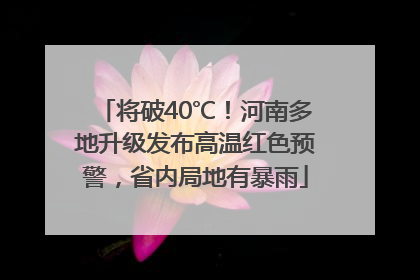 将破40℃！河南多地升级发布高温红色预警，省内局地有暴雨