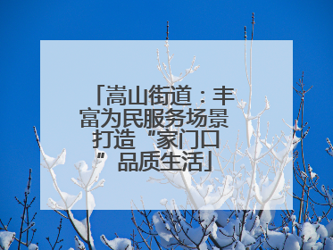 嵩山街道：丰富为民服务场景 打造“家门口”品质生活