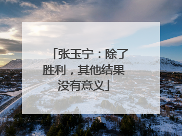 张玉宁：除了胜利，其他结果没有意义