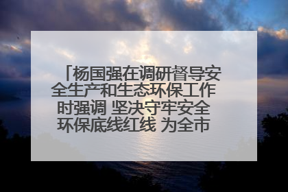 杨国强在调研督导安全生产和生态环保工作时强调 坚决守牢安全环保底线红线 为全市经济社会高质量发展提供坚强保障