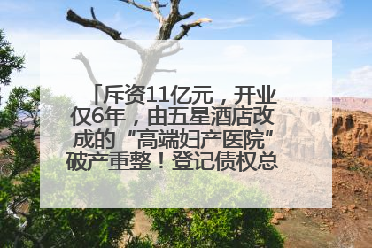 斥资11亿元，开业仅6年，由五星酒店改成的“高端妇产医院”破产重整！登记债权总额已超17亿元