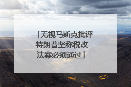 无视马斯克批评 特朗普坚称税改法案必须通过