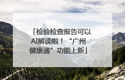 检验检查报告可以AI解读啦！“广州健康通”功能上新
