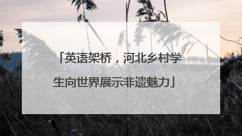 英语架桥，河北乡村学生向世界展示非遗魅力
