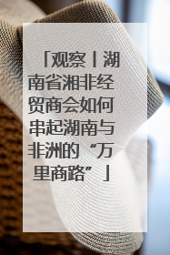 观察丨湖南省湘非经贸商会如何串起湖南与非洲的“万里商路”