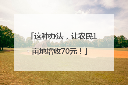 这种办法，让农民1亩地增收70元！