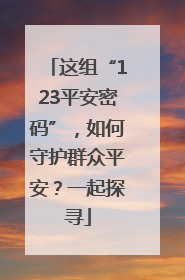 这组“123平安密码”，如何守护群众平安？一起探寻